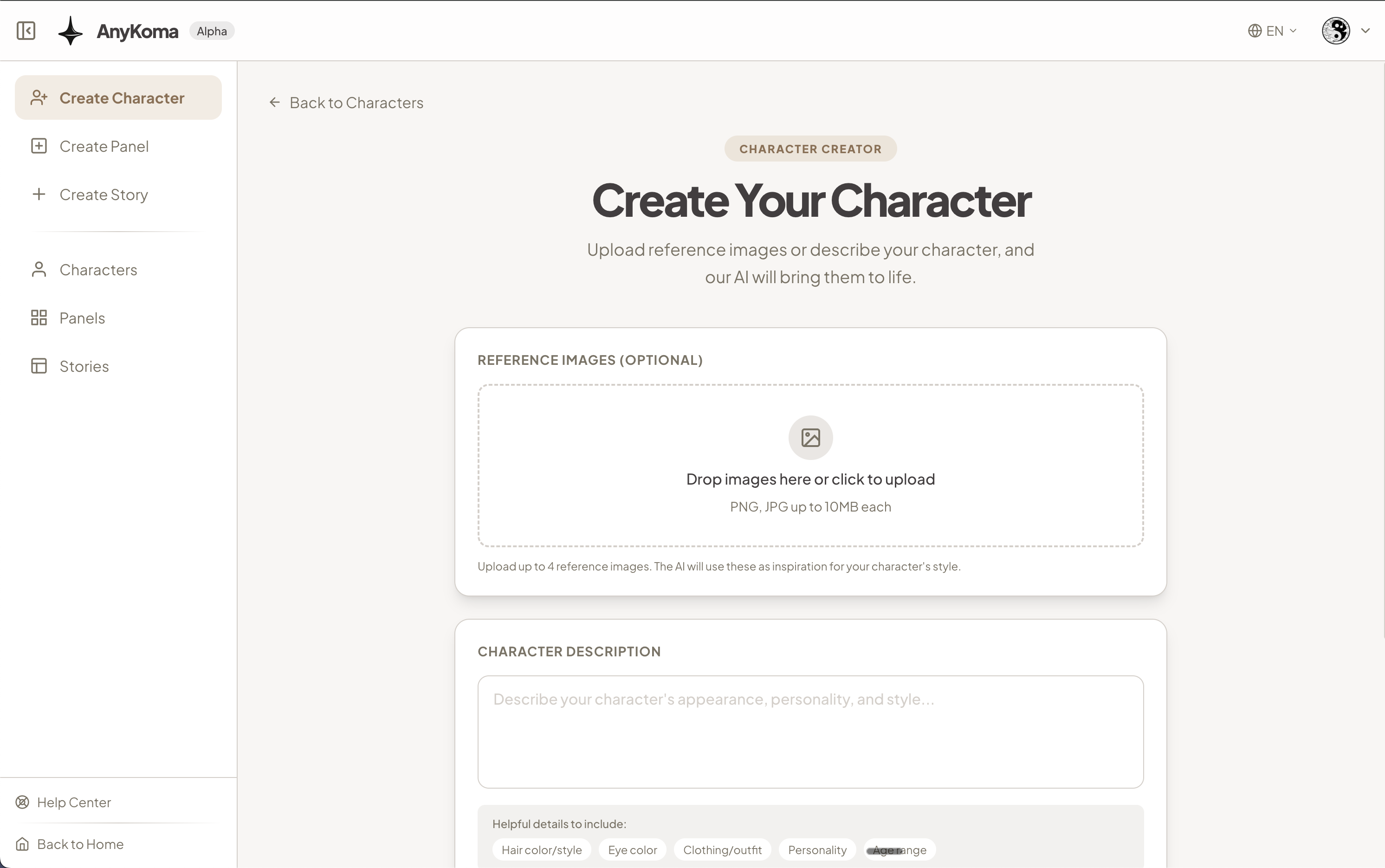 AnyKoma Character Creator